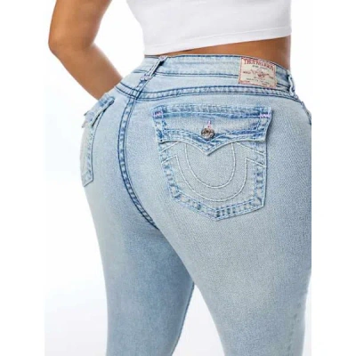 True Religion Women's Plus Jennie Mid Rise Super T Curvy Skinny Jean In Blue