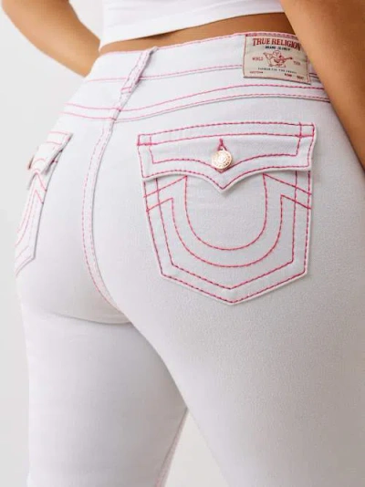 True Religion Women's Plus Joey Mid Rise Big T Flare Jean