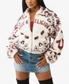 True Religion Women's Printed Faux Fur Bandana Jacket In White