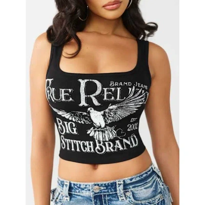 True Religion Women's Printed Ribbed Tank Top In Black