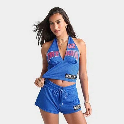 True Religion Women's Printed Sporty Mesh Halter Top In Blue