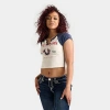 True Religion Women's Raglan Logo Baby T-shirt In Winter White/navy