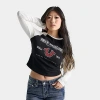 True Religion Women's Raglan Long-sleeve T-shirt In Jet Black/winter White
