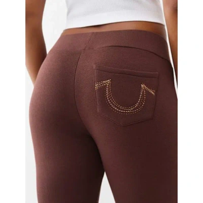 True Religion Women's Rainbow Stitch Horseshoe Bootcut Sweatpant In Brown