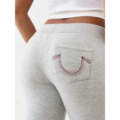 True Religion Women's Rainbow Stitch Horseshoe Bootcut Sweatpant In Gray