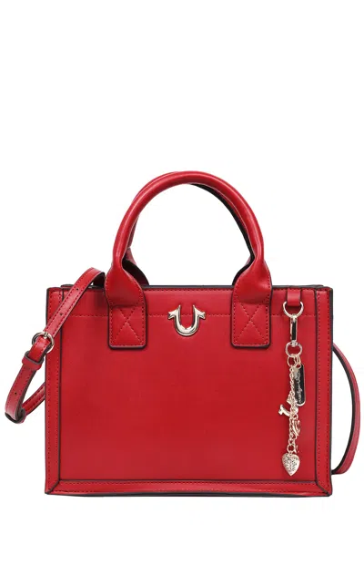 True Religion Women's Red Modern Edge Charm Tote Bag