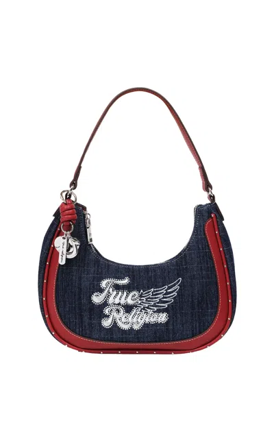 True Religion Women's Red Wing Motif Denim Hobo Bag