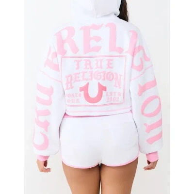 True Religion Women's Relaxed Zip Hoodie In White