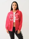 True Religion Women's Retro Big T Boyfriend Zip Hoodie In Pink