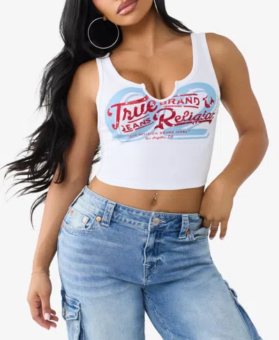 True Religion Women's Rib Notch Tank Top In White