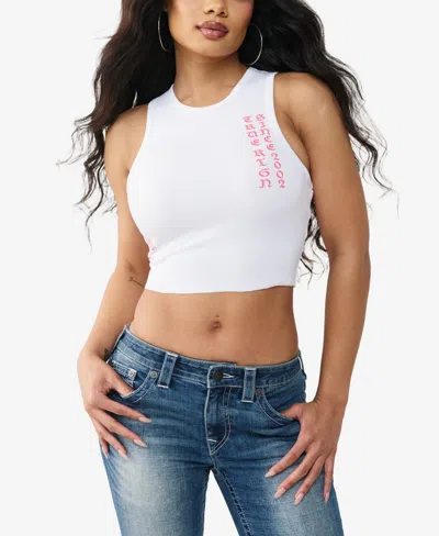 True Religion Women's Rib Racer Tank Top In White