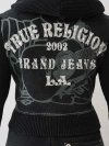 True Religion Women's Ribbed Big T Shrunken Zip Hoodie In Black