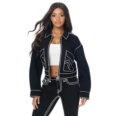 True Religion Women's Ropestitch Denim Jacket In Black