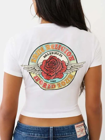 True Religion Women's Rose V Notch Baby T-shirt In White