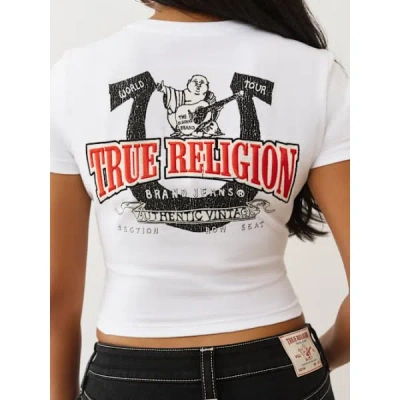 True Religion Women's Screen Printed Logo Baby T-shirt In White