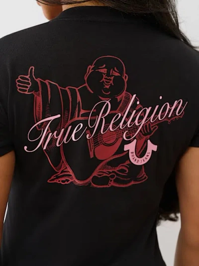 True Religion Women's Script Buddha V Neck T-shirt