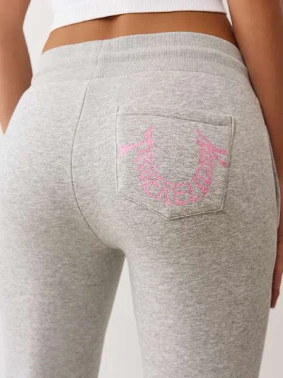 True Religion Women's Script Logo Flare Sweatpant In Gray