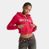 True Religion Women's Shrunken Big T Full-zip Cropped Hoodie In Red