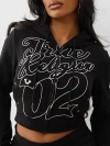 True Religion Women's Shrunken Rope Stitch Zip Hoodie