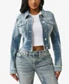 True Religion Women's Shrunken Super T Jacket In Blue