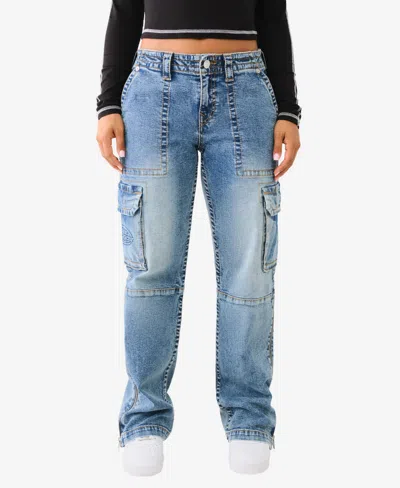 True Religion Women's Side Zip Cargo Big T Jeans In Cassiopeia
