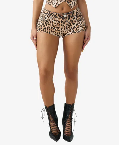 True Religion Women's Spicy Mid-rise Flap Shorts In Brown