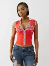 True Religion Women's Sporty Terry Polo Tank Top In Pink