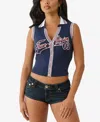 True Religion Women's Sporty Terry Polo Top In Blue