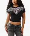 True Religion Women's Ss Crystal Wing Baby T-shirt In Black