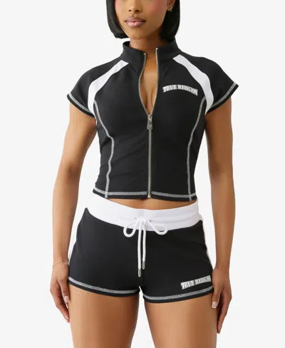 True Religion Women's Ss French Terry Zip Up Jacket