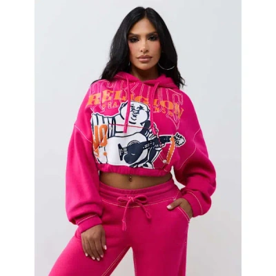 True Religion Women's Stitch Buddha Big T Girlfriend Pullover Hoodie In Pink