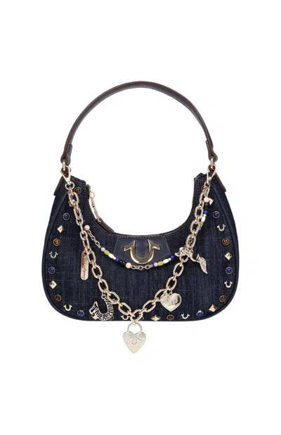 True Religion Women's Studded Dark Denim Shoulder Bag In Blue