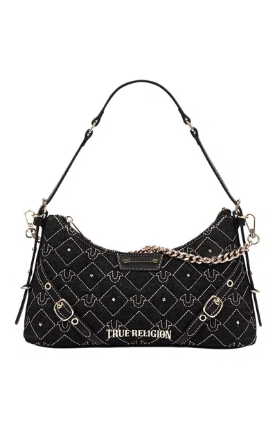 True Religion Women's Studded Denim Chain Shoulder Bag In Black