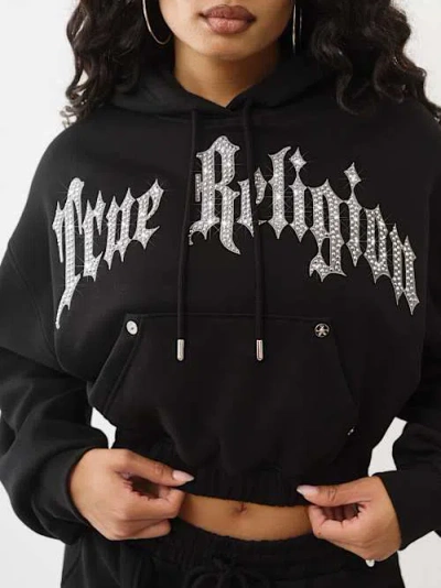 True Religion Women's Studded Girlfriend Pullover Hoodie In Black