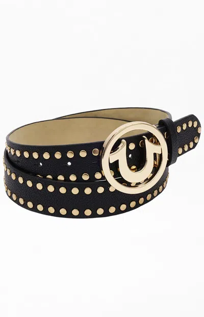 True Religion Women's Studded Horseshoe Logo Belt In Black