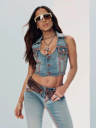 True Religion Women's Super Qt Denim Vest In Blue