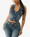 True Religion Women's Super T Denim Vest In Blue