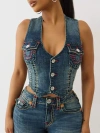 True Religion Women's Super T Denim Vest In Blue