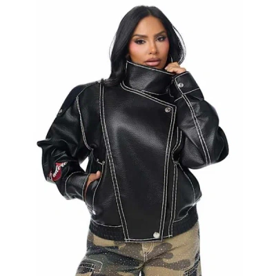 True Religion Women's Super T Faux Leather Jacket In Black