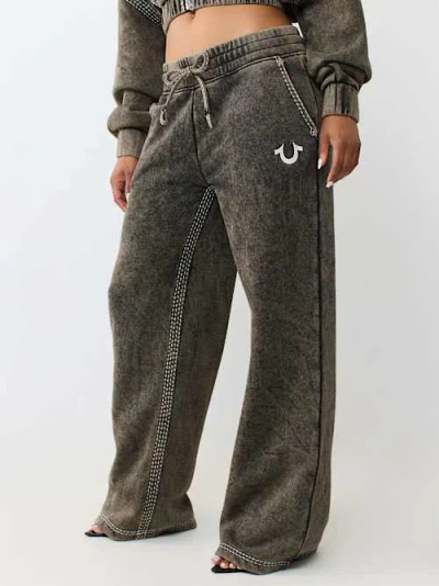 True Religion Women's Super T Washed Low Rise Straight Leg Pant In Brown