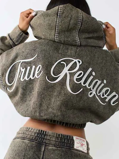True Religion Women's Super T Washed Relaxed Girlfriend Zip Hoodie In Brown
