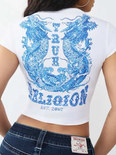 True Religion Women's Tattoo Notched Baby T-shirt In White