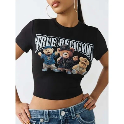 True Religion Women's Teddy Bear Crewneck Baby T-shirt In Black