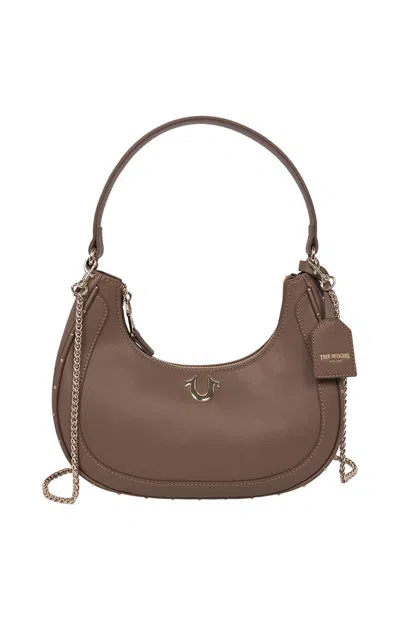 True Religion Women's Top Zip Crescent Hobo Bag In Brown