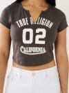 True Religion Women's Tr 02 Logo Notch Crop T-shirt In Brown