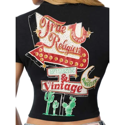 True Religion Women's True Girl Club Baby T-shirt In Black