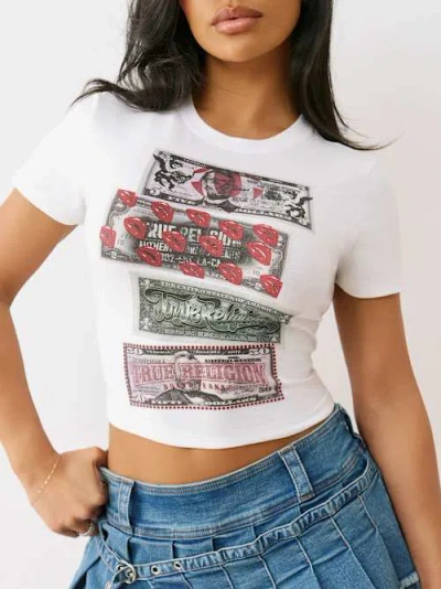 True Religion Women's True Money Baby T-shirt In White