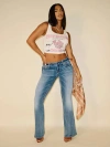True Religion Women's  X Bella Doña Joey Low Rise Big T Flare Jean In Blue