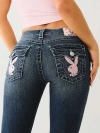 True Religion Women's  X Playboy Becca Mid Rise Bootcut Jean In Blue