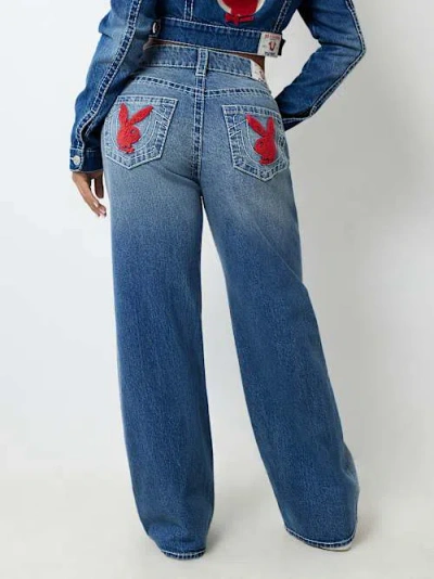True Religion Women's  X Playboy Bobbi Big T Baggy Jean In Blue